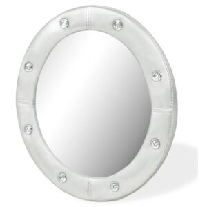 Oglindă de perete, argintiu lucios, 40 cm, piele ecologică