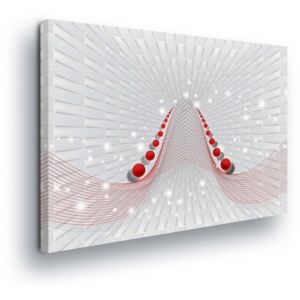 Tablou - Abstract 3D White Track and Red Elements 2 x 40x60 / 2 x 30x80 / 1 x 30x100 cm