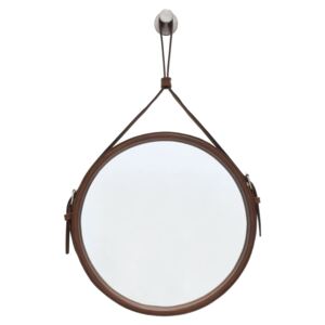 Oglindă suspendată cu ramă maro RGE Elvis, ø 60 cm