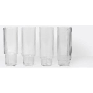 Pahare RIPPLE Lungi (set 4 buc) - Sticla Transparent Inaltime(14 cm) x Diametru(7 cm)