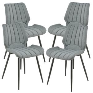[en.casa]® Set patru bucati scaune design Norica, 77 x 57,5 x 46 cm, poliester/metal, gri inchis