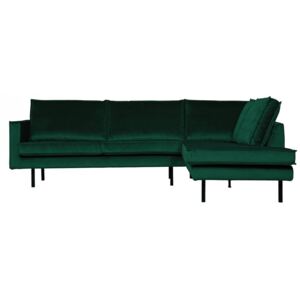 Canapea verde padure din catifea cu colt 266 cm Rodeo Right