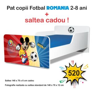 Pat copii Start Fotbal Romania 2-8 ani cu saltea cadou