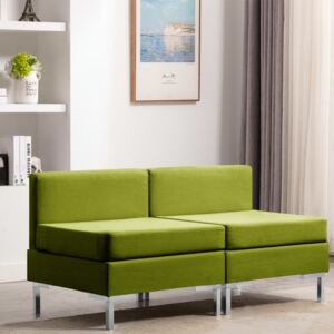 Canapele de mijloc modulare cu perne, 2 buc., verde, textil