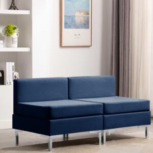 Canapele de mijloc modulare cu perne, 2 buc., albastru, textil