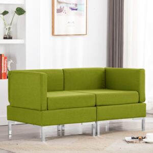 Canapele de colț modulare cu perne, 2 buc., verde, textil