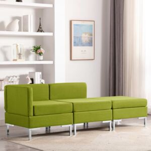 Set de canapele, 3 piese, verde, material textil