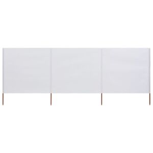 Paravan anti-vânt cu 3 panouri, nisipiu, 400 x 160 cm, textil