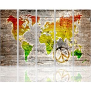 CARO Tablou pe pânză - A Colorful Pacifist Map Of The World 100x70 cm