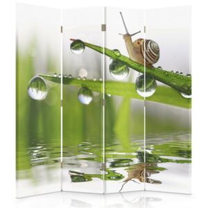 CARO Paravan - Snail On The Grass | cvadripartit | reversibil 145x150 cm