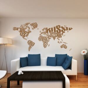 World map - autocolant de perete Maro 200 x 100 cm