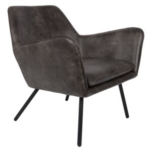 Fotoliu din piele artificiala gri inchis Lounge Chair Bon Dark Grey