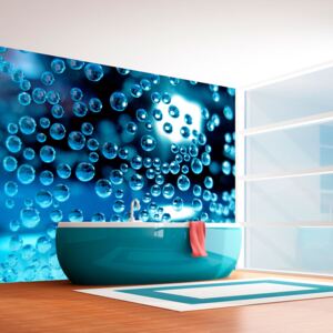 Fototapet - Blue water with bubbles 300x231 cm
