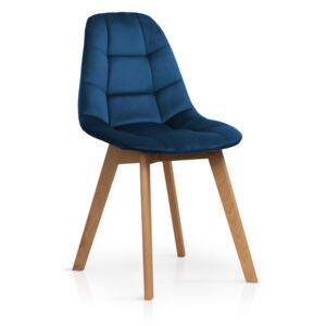 Scaun tapitat cu stofa, cu picioare din lemn Westa Velvet Blue / Beech, l49xA52xH83 cm