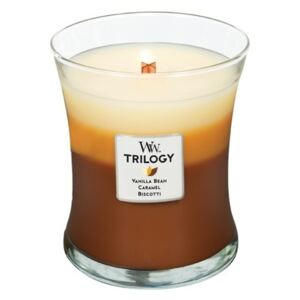 Lumânare parfumată WoodWick Trilogy, cu aromă de desert, 275g, 60 ore