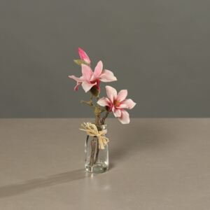 Aranjament magnolia artificiala roz-crem - 23 cm