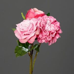 Set x3 flori artificiale alb-roz - 35 cm