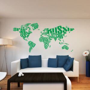 World map - autocolant de perete Verde deschis 200 x 100 cm