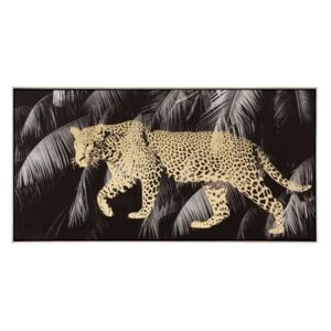 Tablou printat negru/auriu pe panza 120x80 cm Leopardo Ixia