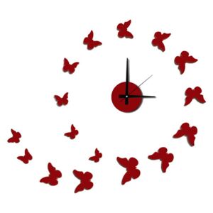Ceas de perete autocolant Mauro Ferretti Butterflies Red, ⌀ 60 cm