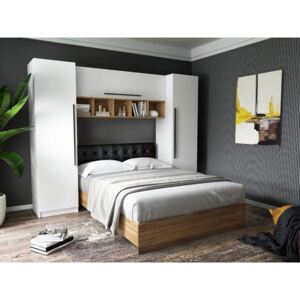Set Dormitor Timea 2.56m cu pat tapitat negru incadrat