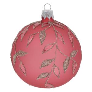 Set 3 globuri de Crăciun Ego Dekor Leaves, roz-închis
