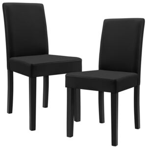 [en.casa]® Set Dorina 2 scaune bucatarie, 90 x 42 cm, piele sintetica, forma sezut trapezoidala, negru