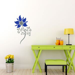 Floral decoration VIII. - autocolant de perete Gri și albastru 30 x 55 cm