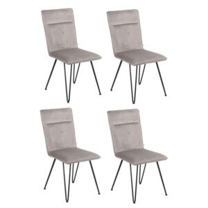 Set de 4 scaune tapițate Elice, gri, 44 x 47 x 92 cm
