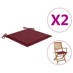 Perne scaun de grădină, 2 buc., roșu vin, 40x40x4 cm, textil