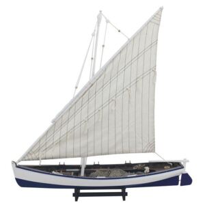 Barca de pescuit din lemn cu vele de stofa 60x62cm 5187
