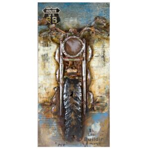Tablou lucrat manual MOTORCYCLE, metal, 120x70x6 cm