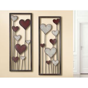 Set 2 decoratiuni de perete HEART, metal, 80X30 cm (X2)