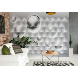 Fototapet - 3D Grey And White Design Vliesová tapeta - 416x254 cm