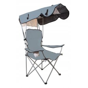 Scaun camping pliabil cu protectie solara Malatec rezistenta UV gri