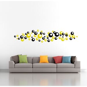 Bubbles bicolour - autocolant de perete Negru și galben 2 x 30 x 30 cm