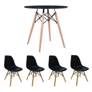 Set masa cu 4 scaune, MB-63 N, 80 x 80 x 74 cm, culoare Neagra