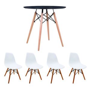 Set masa cu 4 scaune, MB-63 N, 80 x 80 x 74 cm, culoare Alb