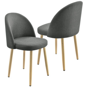 [en.casa] Set 2 bucati scaune design Carmina Dunkelgrau, 76 x 44 cm, textil/metal, gri inchis
