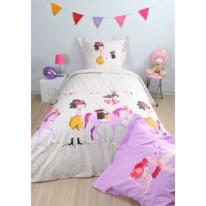 Lenjerie de pat roz fetițe si calut Dressy 140x200 cm