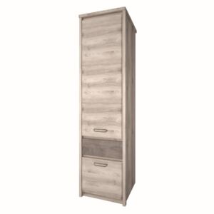Dulap soldat cu 2 usi si 1 sertar JAZZ, stejar gri 56X40X210 cm