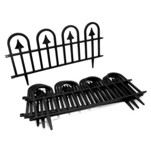 Gard de gradina decorativ, plastic negru, set 4 buc, 60x24 cm