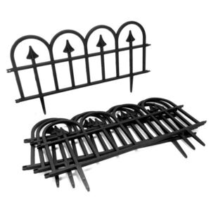 Gard de gradina decorativ, plastic, negru, set 4 buc, 60x25 cm
