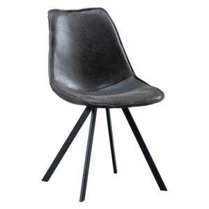 Set 2 scaune piele artificiala neagra Swen