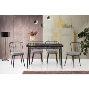 Set masa extensibila Mally Ay&Home + 4 scaune vintage grafit