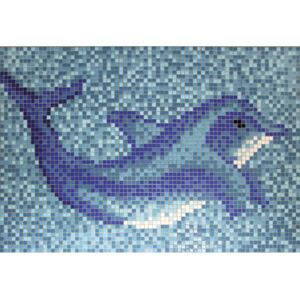Tablou mozaic din sticla pentru piscina Delfin GMK37 albastru 160x110 cm