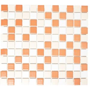 Mozaic ceramic BM 600 alb/bej/maro 30,2x33 cm