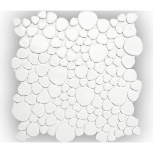 Mozaic ceramic Pebbles XKM 100 alb lucios 28x28 cm