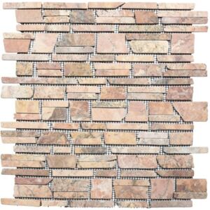Mozaic marmura Rossoverona MOS Brick 220 Uni rosu mat 30,5x30,5 cm