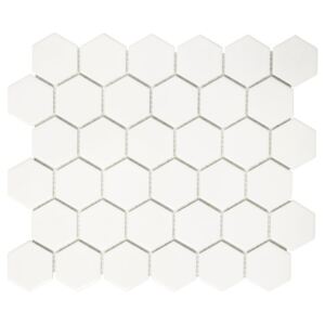 Mozaic ceramic hexagonal HX 085 uni alb mat 32,5x28,1 cm